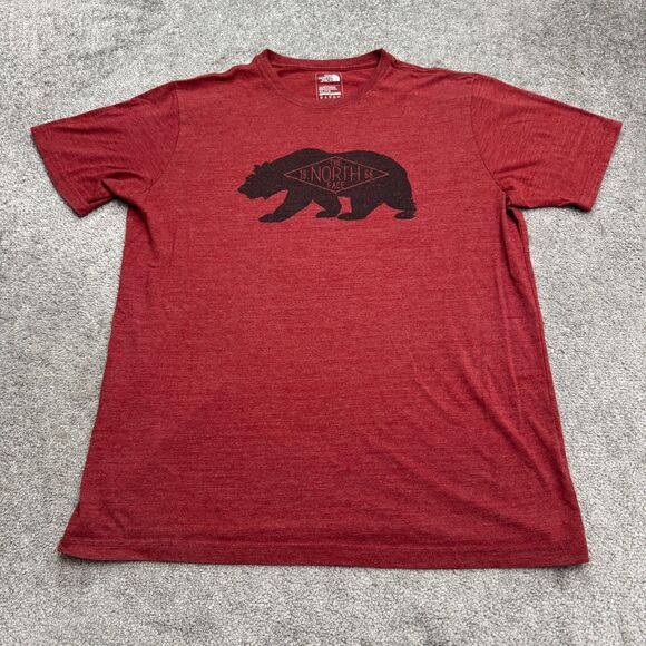 The North Face Slim Fit Graphic T-Shirt Men XL Red Crew Neck California Bear Tee - Picture 1 of 10